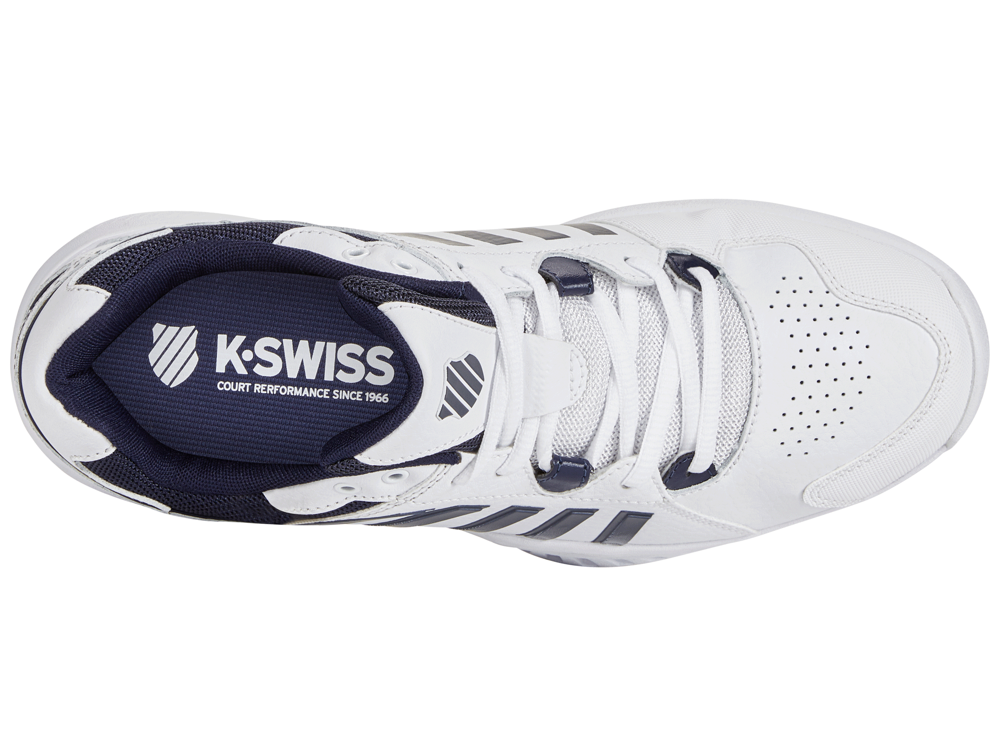 Tennisschuh K Swiss Receiver V White Peacoat Silver Herren Tennisschuh K Swiss Receiver V White Peacoat Silver Herren