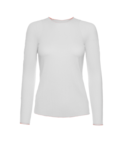 196052-100 | PLEATED L/S CREW | WHITE