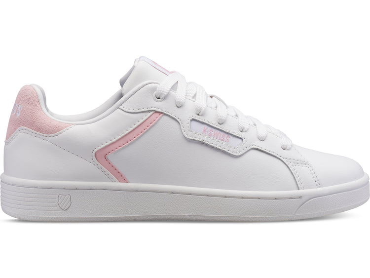 96347-179-M | WOMENS CLEAN COURT II CMF | WHITE/PARFAIT PINK
